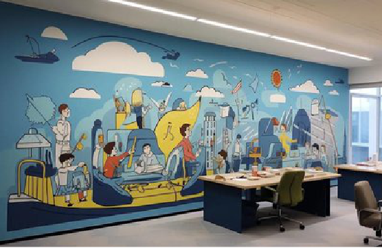 平和办公室墙绘的特点。